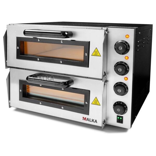 Horno de Pizza doble de 38 cm. con cocción a la piedra. Malka HPD22 - Cerrado